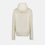 Moncler, beige hooded pullover, luxury women's hoodie, designer casual wear, premium women’s apparel