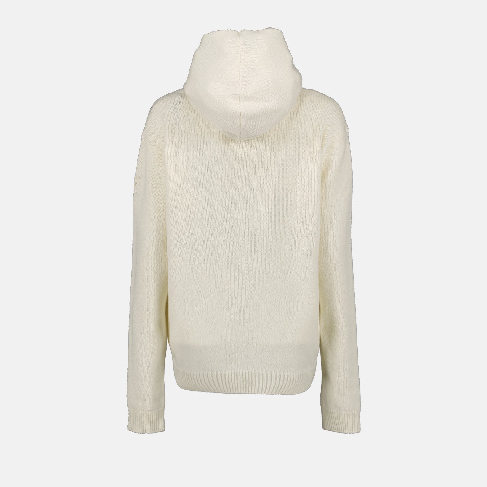 Moncler, beige hooded pullover, luxury women's hoodie, designer casual wear, premium women’s apparel