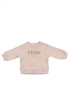 Fendi kids sweatshirt, luxury children's wear, beige sweatshirt, Fendi Roma, designer kids clothing