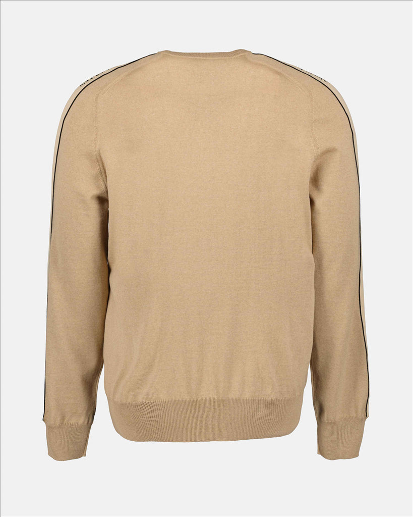 Men's Beige Sweater, Alexander McQueen, Men's Wool Sweater, Embroidered Logo Sweater, Ribbed Trim Sweater