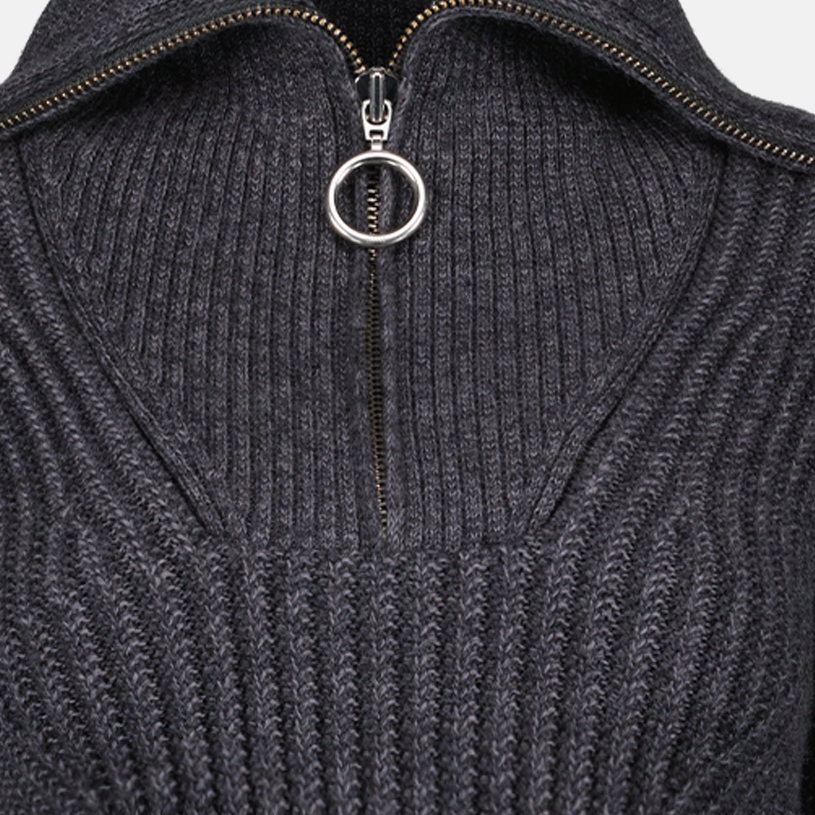 Grey sweater, AMI Paris, wool sweater, women's sweater, zip-up sweater