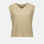 Maison Margiela, sleeveless sweater, beige sweater, women's luxury clothing, elegant fashion