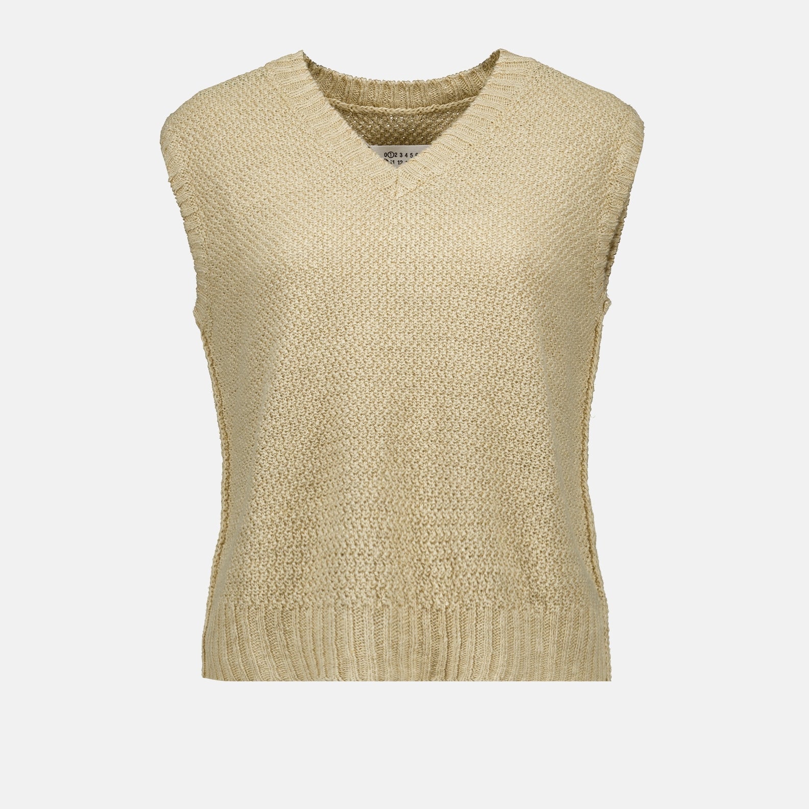 Maison Margiela, sleeveless sweater, beige sweater, women's luxury clothing, elegant fashion