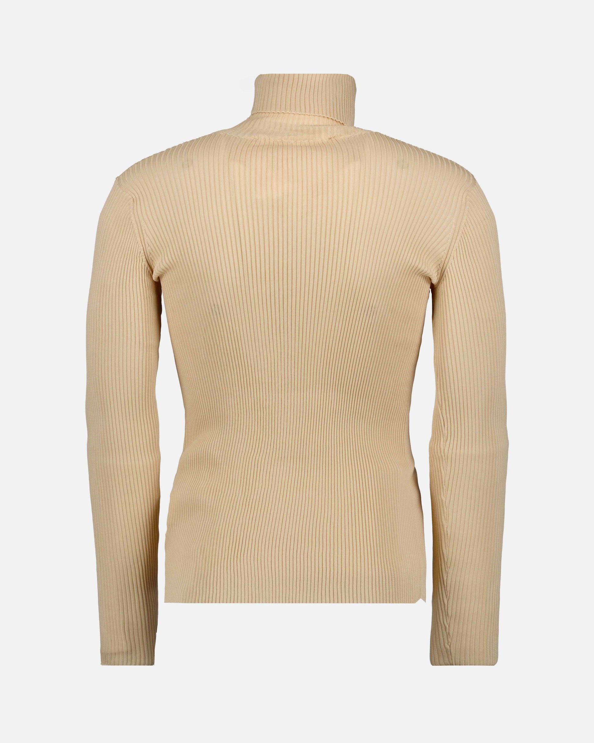 Beige turtleneck sweater, Off-White sweater, luxury men's sweater, elegant men's fashion, designer turtleneck.