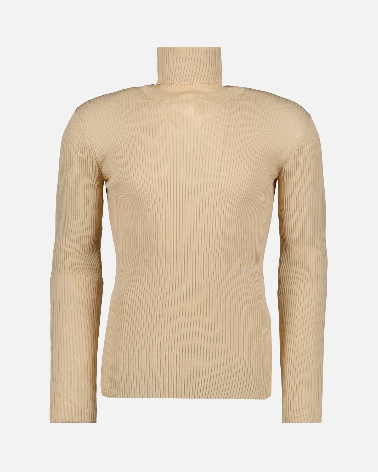 Beige turtleneck sweater, Off-White sweater, luxury men's sweater, elegant men's fashion, designer turtleneck.