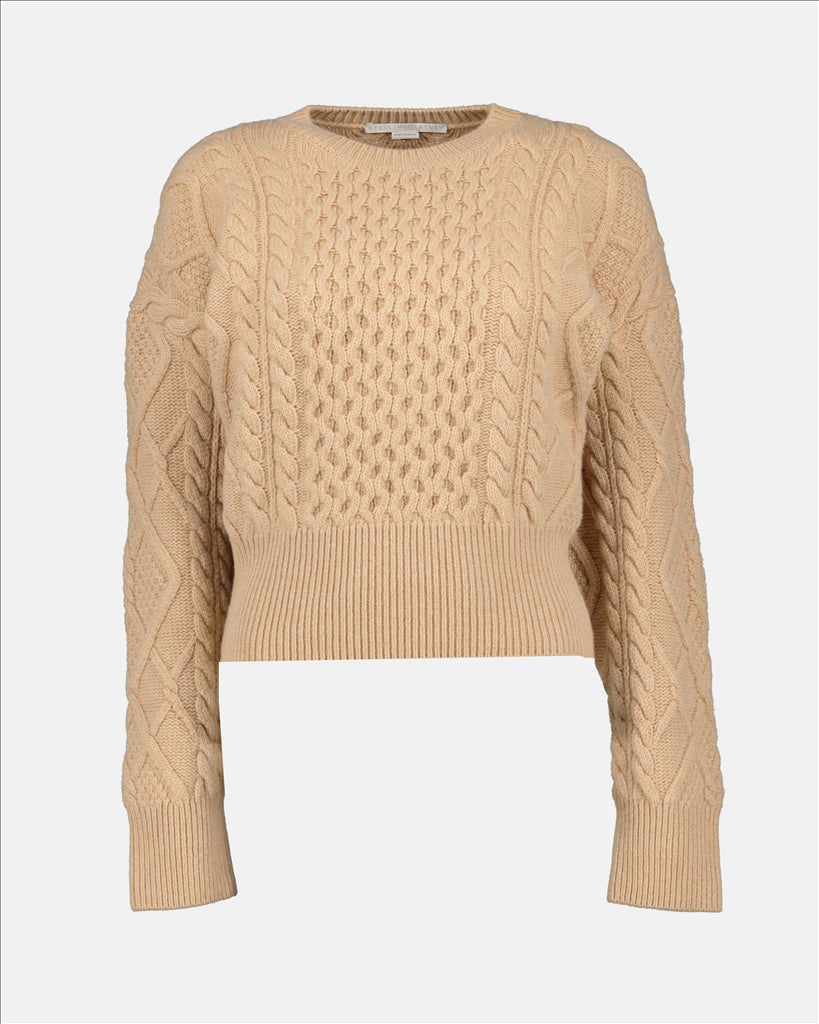 Ribbed Sweater, Stella McCartney, Beige Sweater, Luxury Women’s Sweater, High-End Women’s Fashion