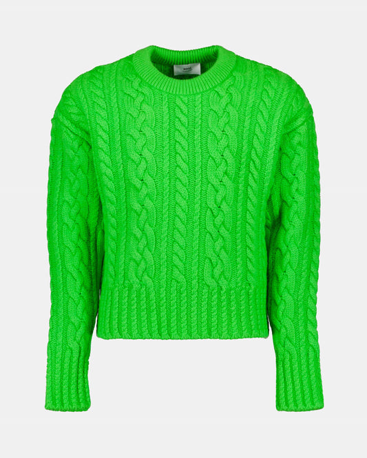 Green Sweater for Women, AMI Paris, Ribbed Knit, Chic Sweater, High-End