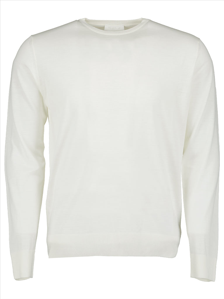 White wool sweater, Prada men's, luxury garment, men's winter fashion, Prada sweater