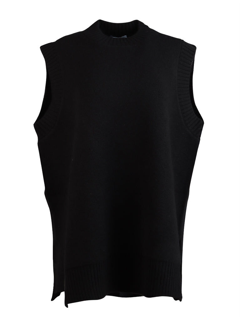 Prada Women's Sweater, Sleeveless Wool Sweater, Luxury Knitwear, Black Wool Sweater, Designer Fashion