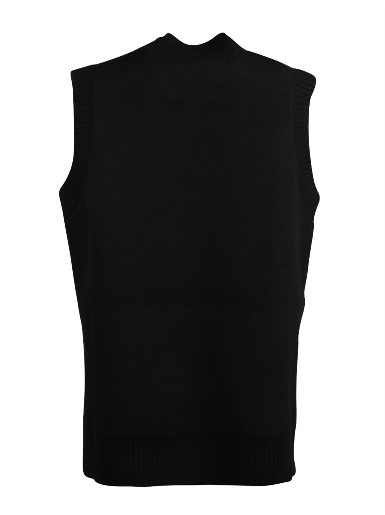 Prada Women's Sweater, Sleeveless Wool Sweater, Luxury Knitwear, Black Wool Sweater, Designer Fashion