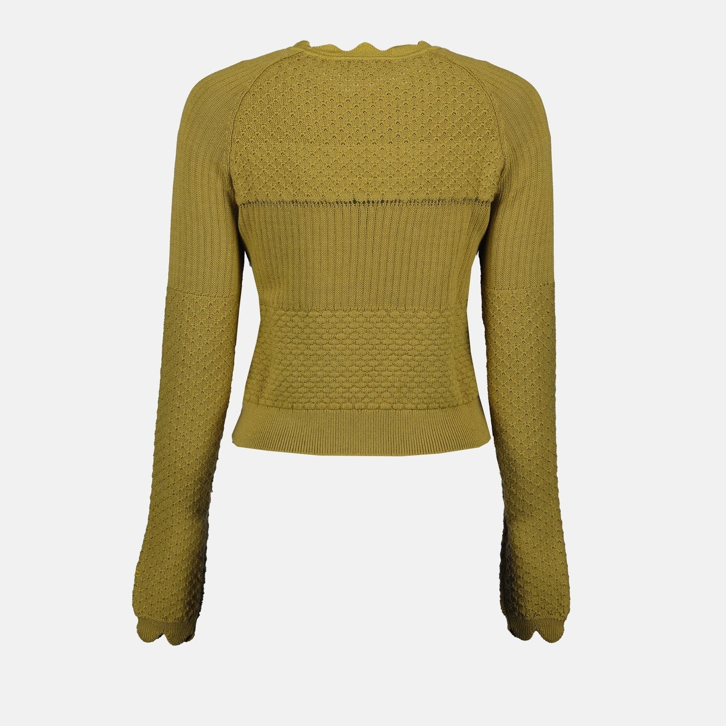 Victoria Beckham knit sweater, luxury green sweater, women's designer knitwear, elegant women's clothing, high-end fashion