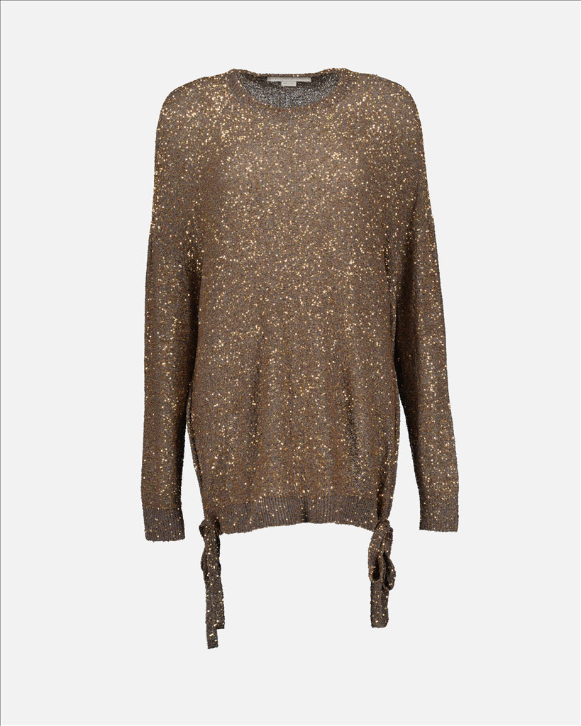 Stella McCartney, Sequin Sweater, Luxury Women's, Brown Sweater, Elegant Fashion