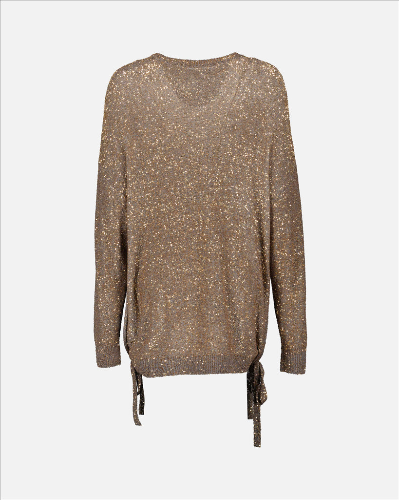 Stella McCartney, Sequin Sweater, Luxury Women's, Brown Sweater, Elegant Fashion