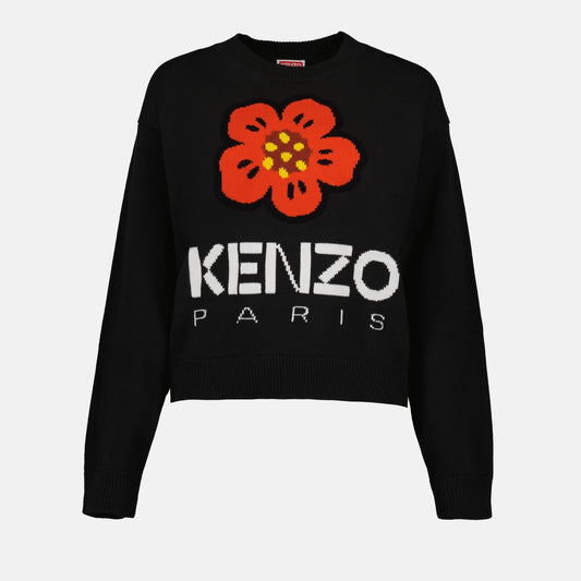 Kenzo, Black Boke Flower Sweater, Women's luxury knitwear, high-end fashion, designer sweater