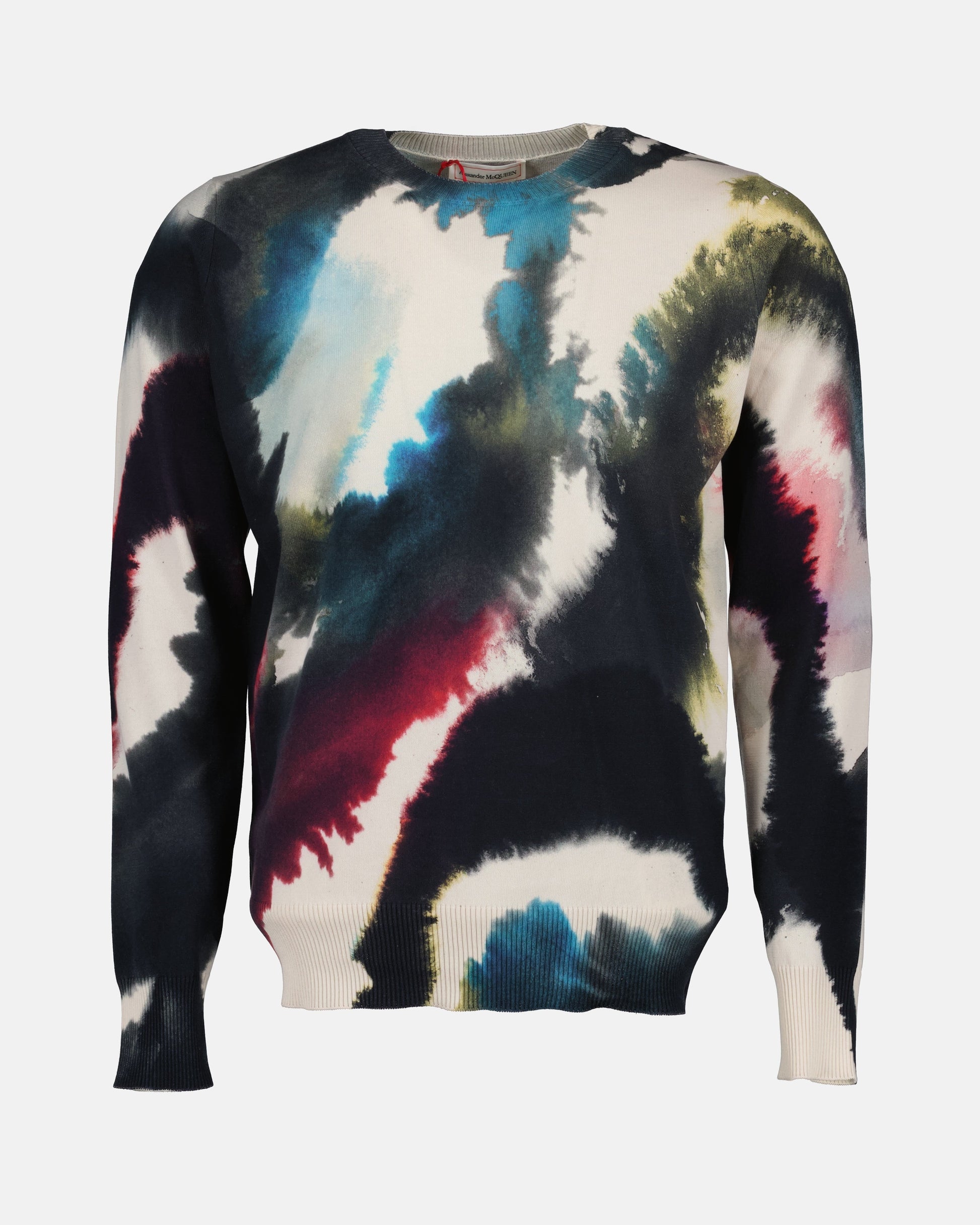 Alexander McQueen, Men’s Luxury Pullover, Tie-Dye Fashion, Multicolor Knitwear, High-End Men’s Clothing