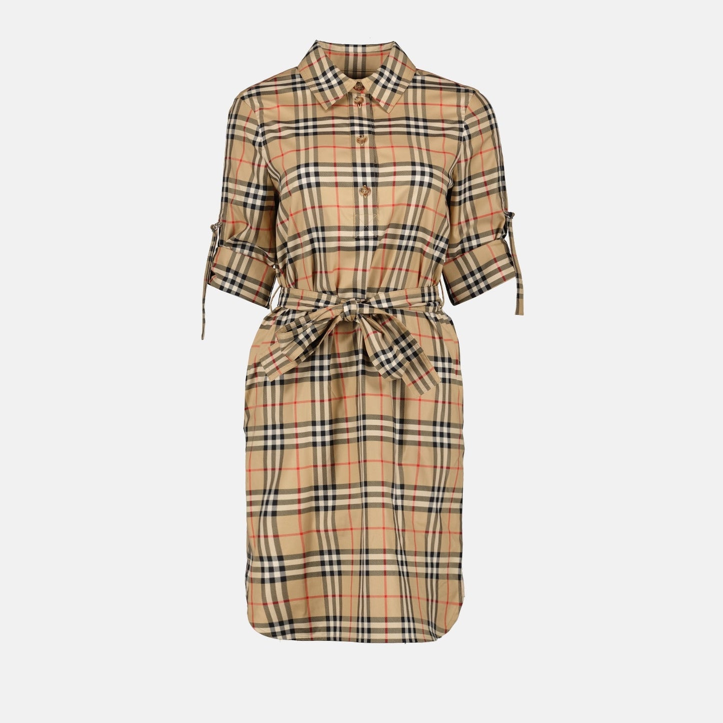 Burberry check dress, luxury women's fashion, beige check dress, high-end women's clothing, designer dresses