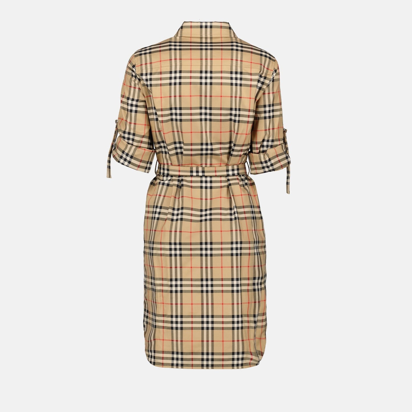 Burberry check dress, luxury women's fashion, beige check dress, high-end women's clothing, designer dresses