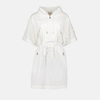 White fitted dress, Moncler women's dress, luxury fashion, elegant women's clothing, high-end designer dress