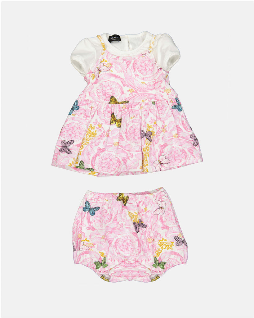 Versace, Barocco Butterfly, Rose Dress, Children’s Luxury Fashion, High-end Kidswear