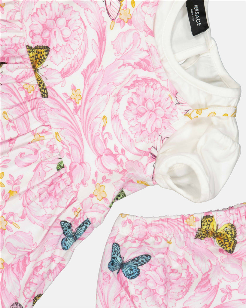 Versace, Barocco Butterfly, Rose Dress, Children’s Luxury Fashion, High-end Kidswear