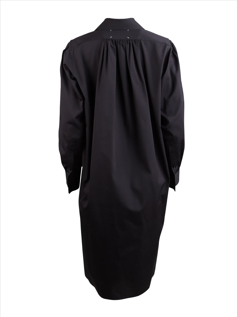 Maison Margiela, luxury shirt dress, navy blue dress, women's fashion, elegant dress