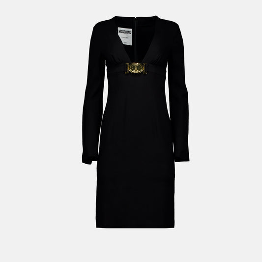 Moschino dress, Black shift dress, Women's luxury fashion, Elegant dress, High-end women’s clothing