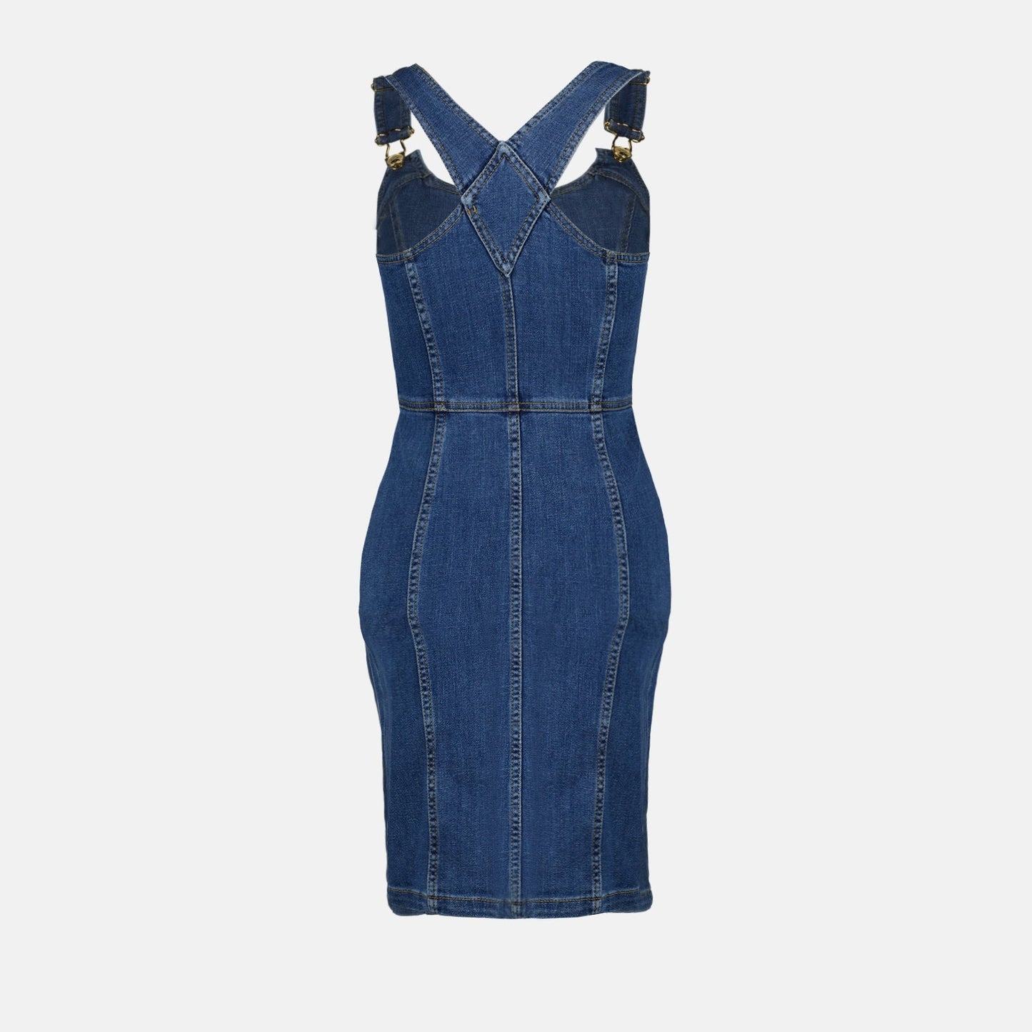 denim dress, Moschino, luxury fashion, blue dress, high-end wardrobe