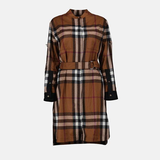 Checkered wool dress, Burberry dress, luxury fashion, high-end clothing, elegant wool dress