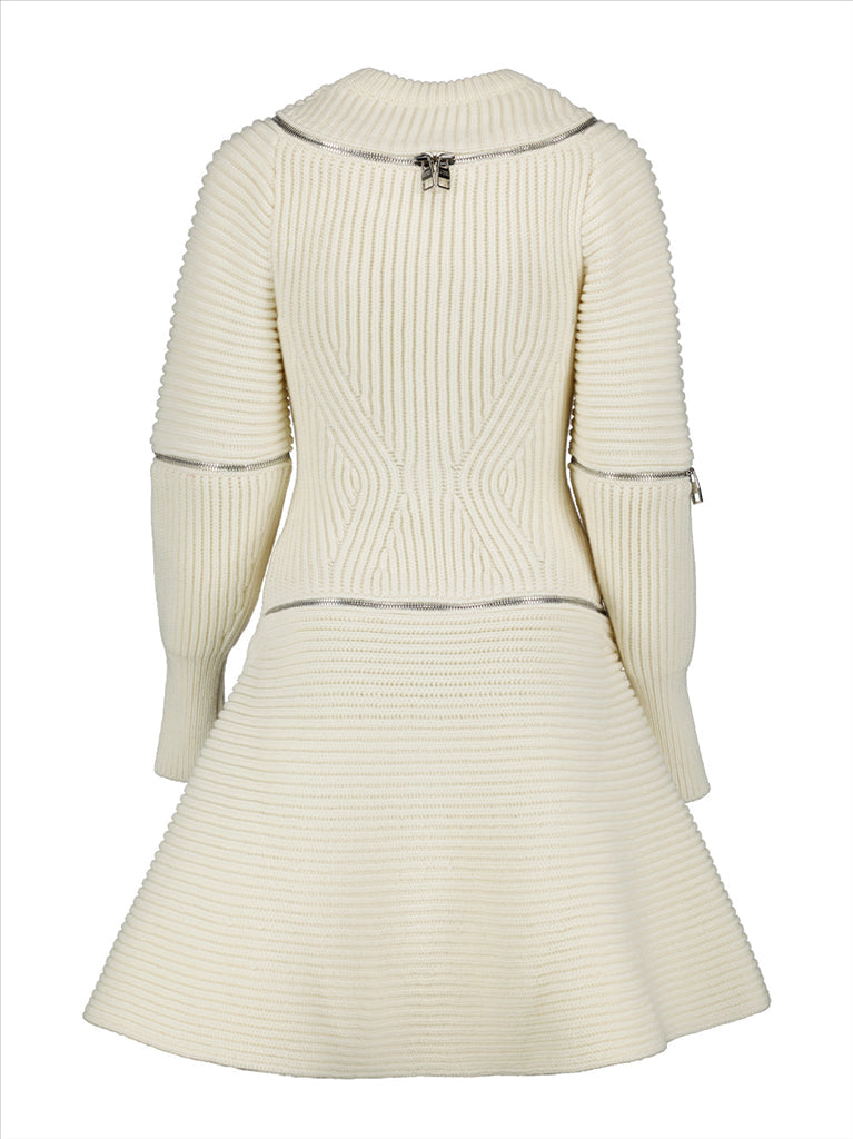 Alexander McQueen, beige knit dress, luxury womenswear, high-end fashion, elegant knitwear