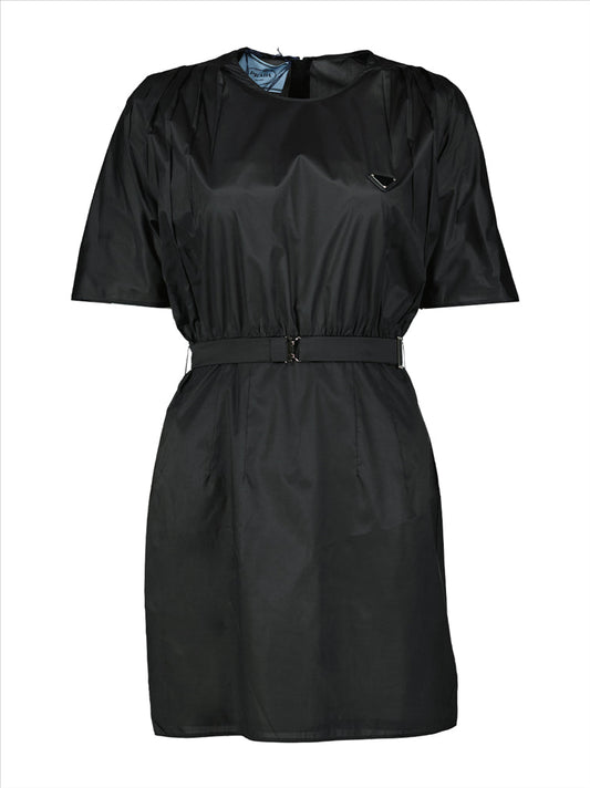 Prada silk dress, black silk dress, luxury women's dress, Prada women's fashion, elegant black dress