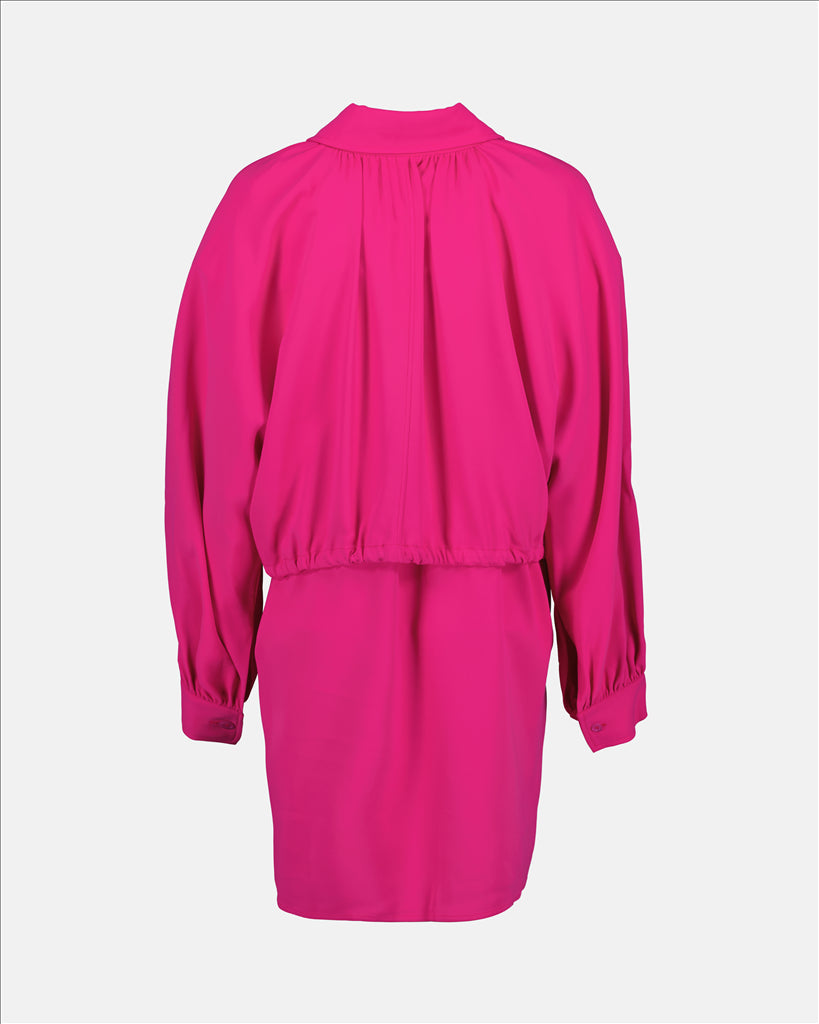 Women's Viscose Dress, Elegant Pink Dress, AMI Paris, High-End Dress, Classic Collar Dress