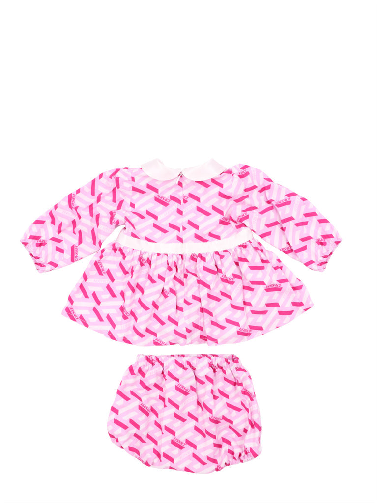 Versace kids dress, luxury children's fashion, Greca pattern dress, high-end kidswear, designer dress for children