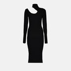 Victoria black dress, high neck dress, long sleeve dress, midi dress, luxury women's wear