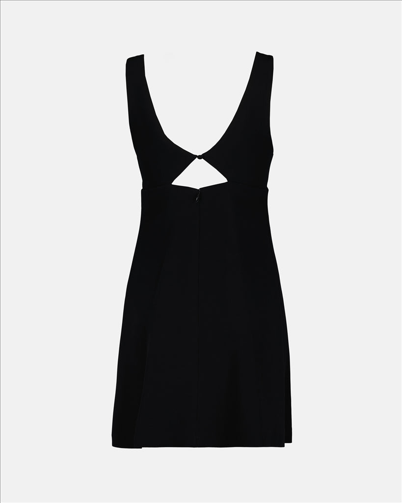 Black mini dress, AMI Paris, elegant dress, viscose, V-neck