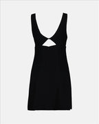 Black mini dress, AMI Paris, elegant dress, viscose, V-neck