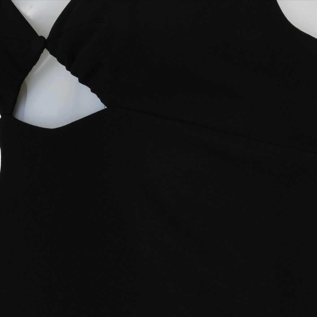 Black mini dress, AMI Paris, elegant dress, viscose, V-neck