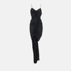 Image of Ruched Black Dress by Victoria Beckham for Women - Season Spring-Summer 2023 - Front View