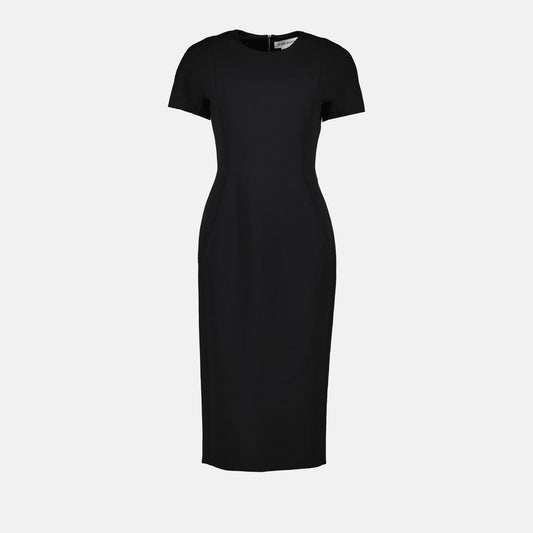 Victoria Beckham, Spiral Black T-shirt Dress, luxury women's dress, designer casual wear, elegant T-shirt dress