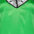 Satin dress, Elegant dress, Green dress, Women's dress, Lace dress