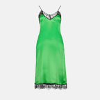 Satin dress, Elegant dress, Green dress, Women's dress, Lace dress