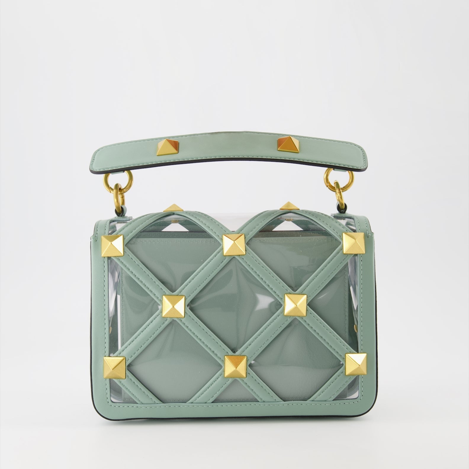 Valentino Garavani, Roman Stud Bag, Luxury Handbag, Women's Designer Bag, Green Chain Bag