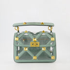 Valentino Garavani, Roman Stud Bag, Luxury Handbag, Women's Designer Bag, Green Chain Bag