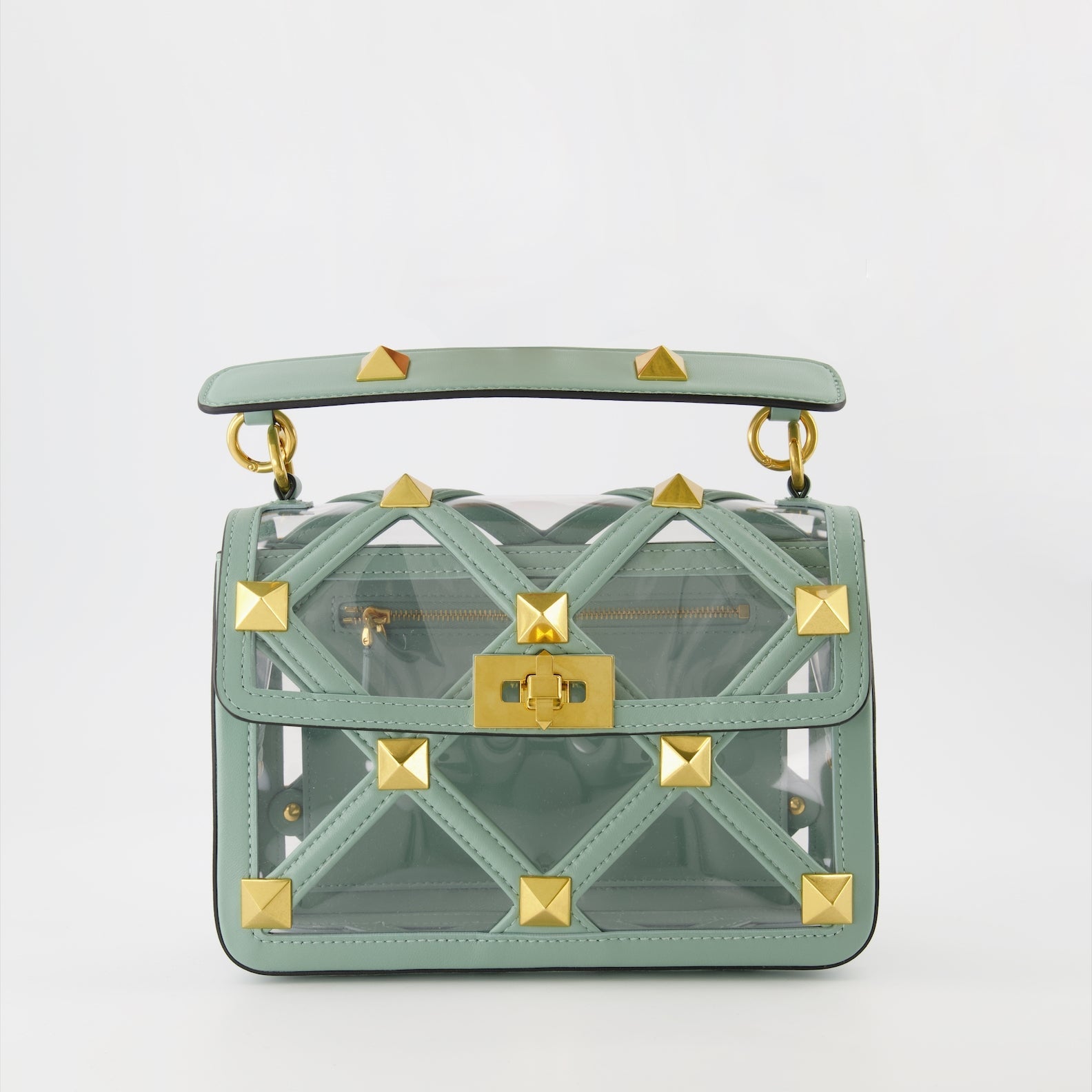 Valentino Garavani, Roman Stud Bag, Luxury Handbag, Women's Designer Bag, Green Chain Bag