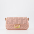 Fendi Baguette Bag, Pink Canvas Bag, Luxury Handbag, Designer Bag, FF Print Accessory