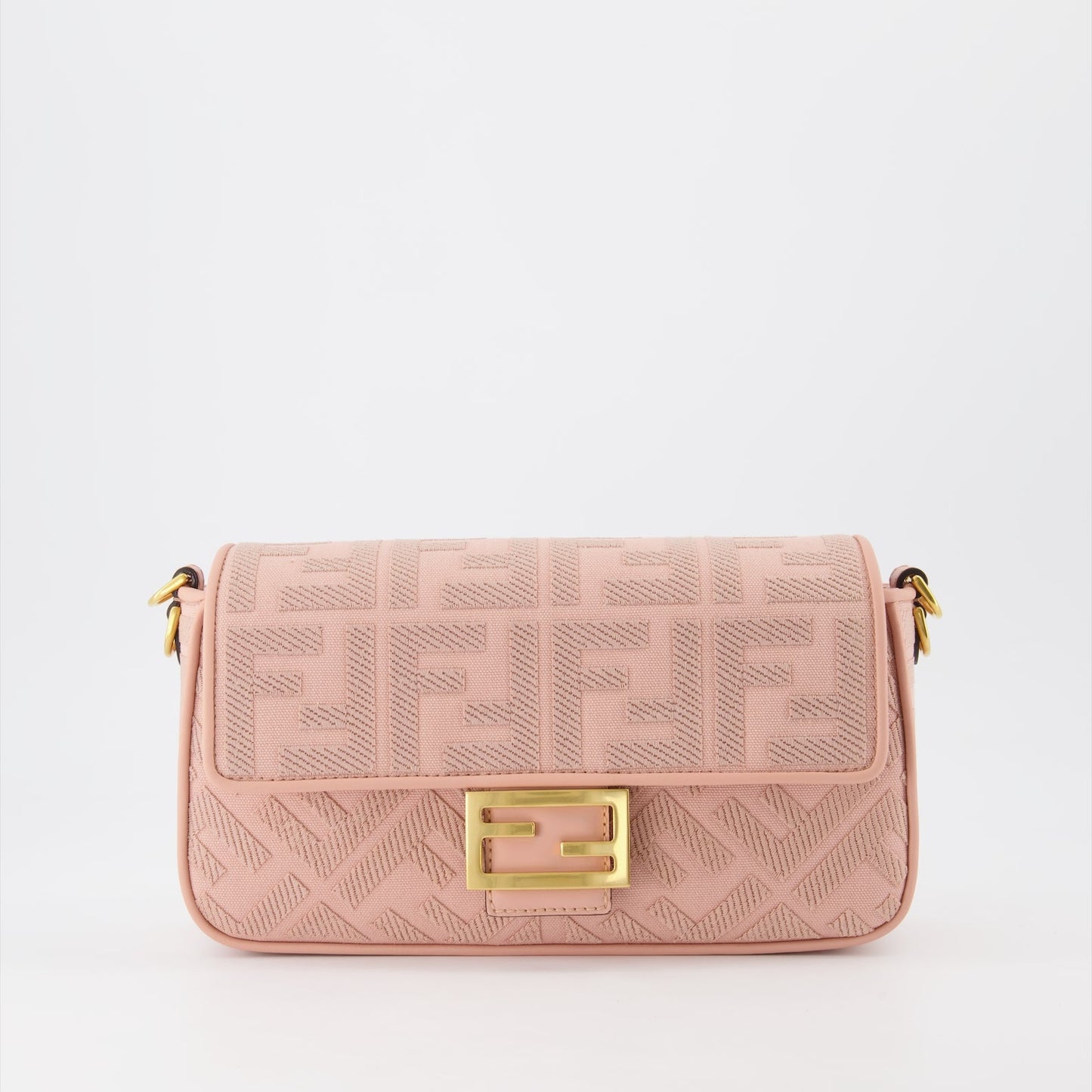 Fendi Baguette Bag, Pink Canvas Bag, Luxury Handbag, Designer Bag, FF Print Accessory