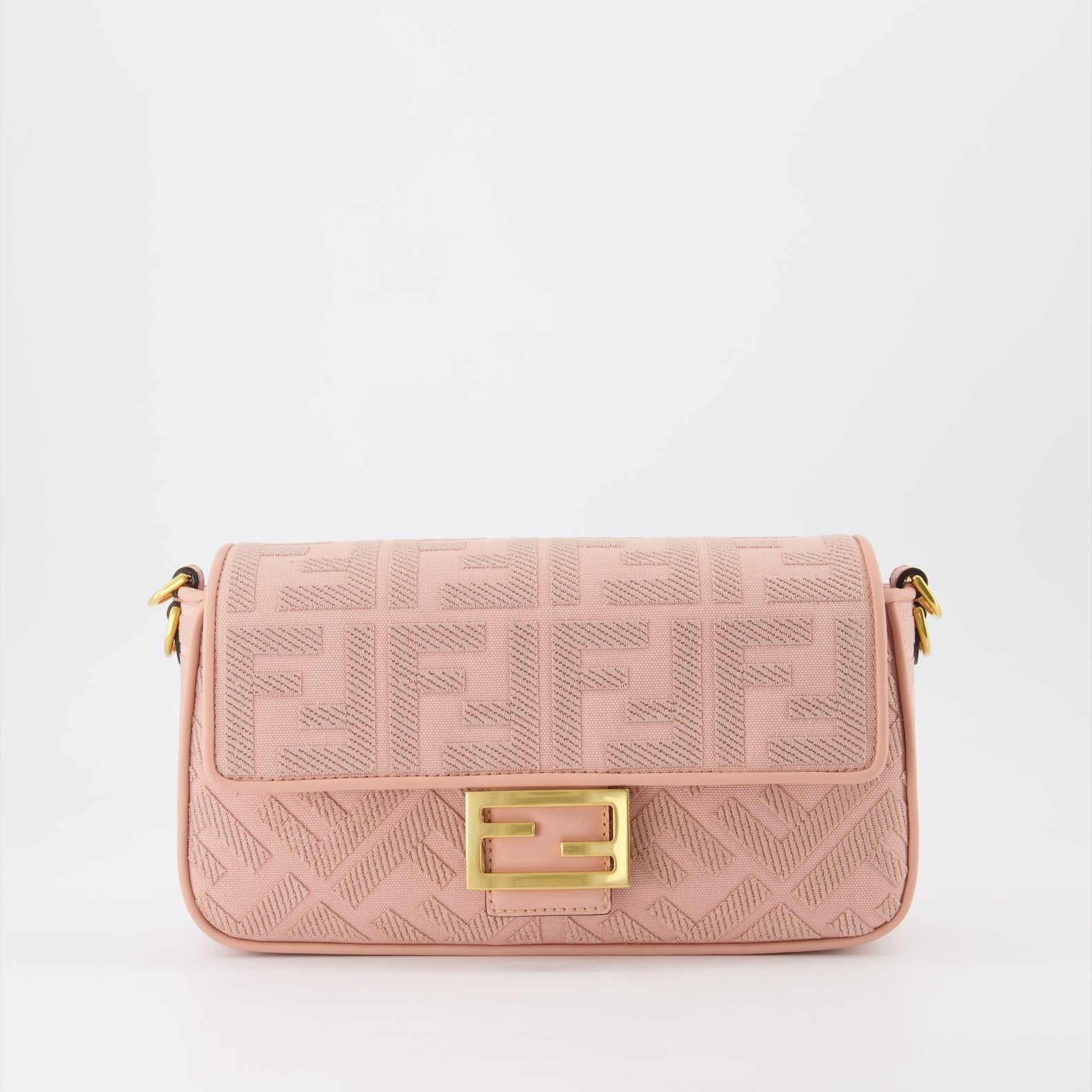 Fendi Baguette Bag, Pink Canvas Bag, Luxury Handbag, Designer Bag, FF Print Accessory