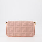 Fendi Baguette Bag, Pink Canvas Bag, Luxury Handbag, Designer Bag, FF Print Accessory