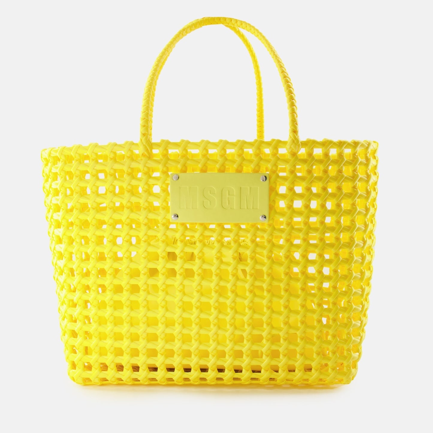 Yellow tote bag, MSGM handbag, luxury tote, designer tote bag, women's handbag