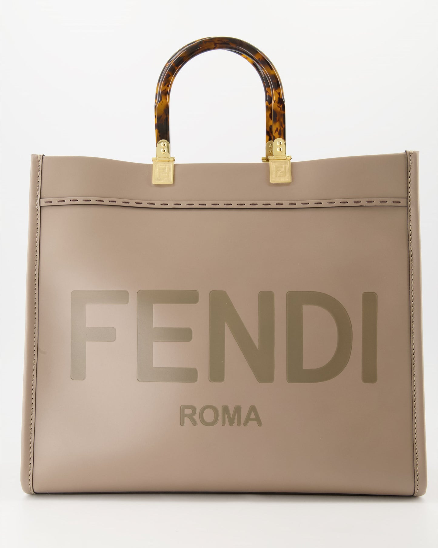 Fendi, tote bag, smooth leather, beige, elegance