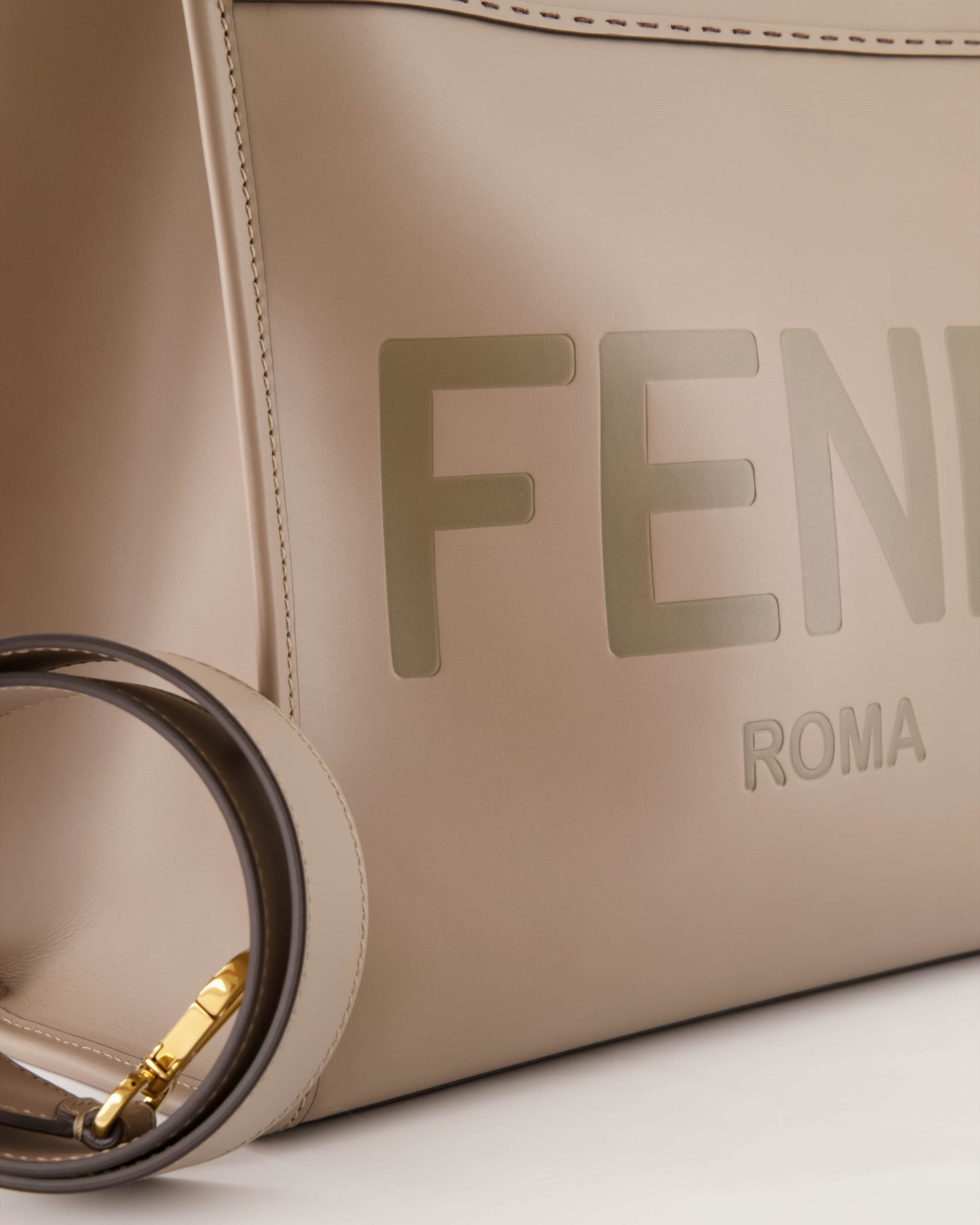 Fendi, tote bag, smooth leather, beige, elegance